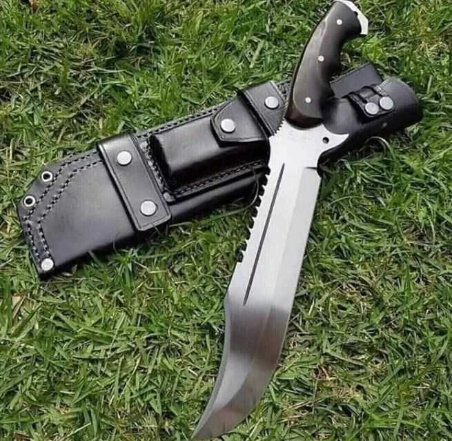Custom Handmade D2 Steel Full Tang Survival Hunting Bowie Knife