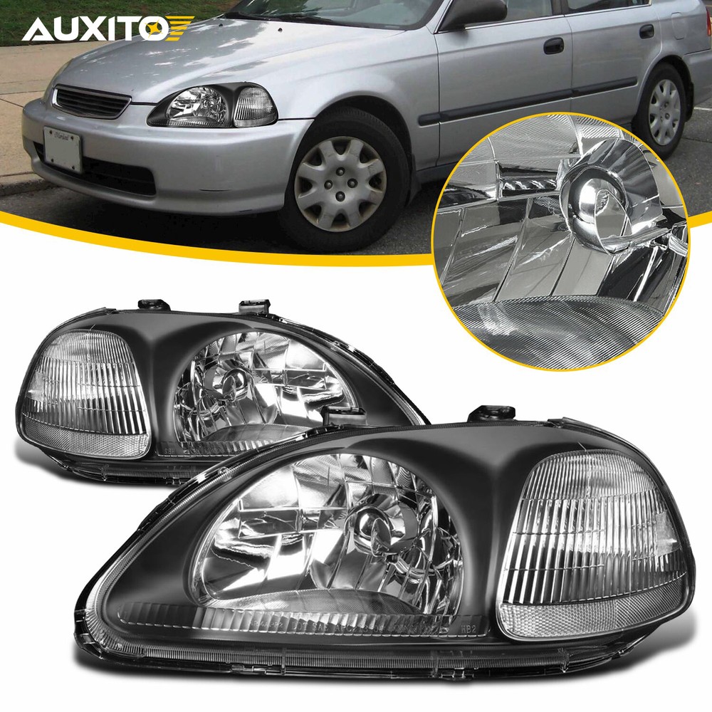 Black Housing For Headlights 1996-1998 Honda EK Civic EJ EM Lamps Assemblies