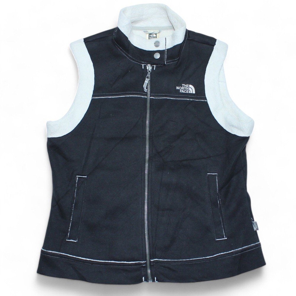 The North Face Women's Medium Black Sherpa-Lined Full-Zip Vest with Pockets for Outdoors