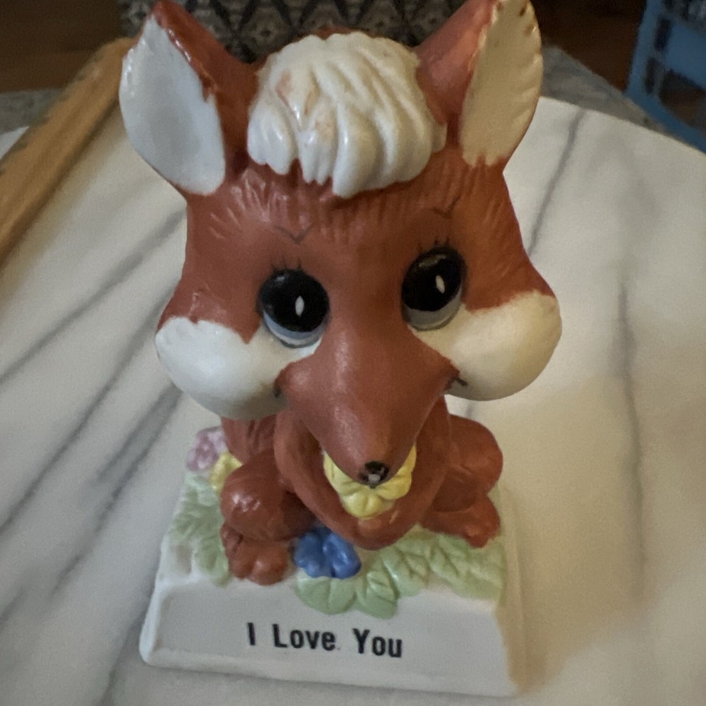 VINTAGE I LOVE YOU FOX PORCELAIN FIGURINE 1979 RUSS BERRIE COLLECTION #813 RARE