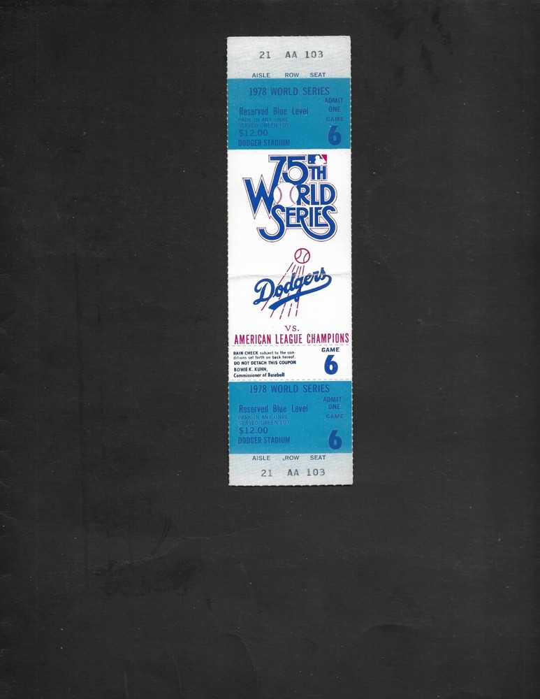 1978 World Series Game 6 Yankees WIN/CLINCH SERIES TITLE  UNUSED FULL TICKET