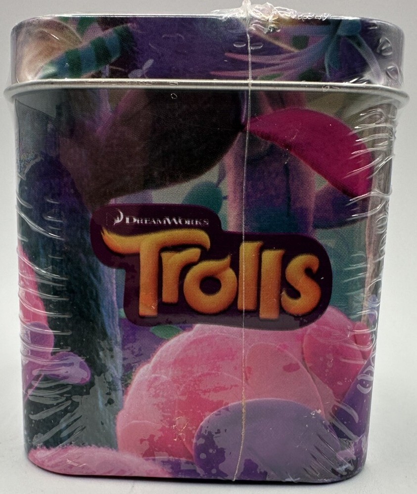 Trolls  Collector’s Tin 25 Stickers 3 Manet Cards  1 Mini Poster 3 In 1