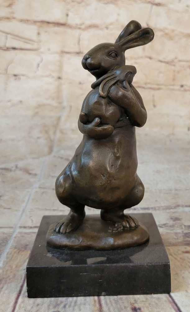 Vienna Bronze Rabbit w/ Baby Bronze Sculpture Statue Christmas Special SALE Art-image