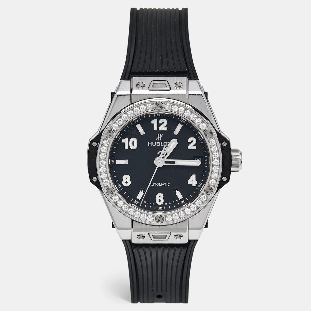 Hublot Black Stainless Steel Diamond Rubber Big Bang One Click