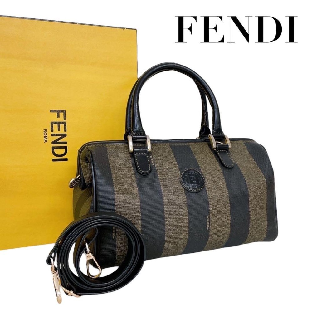 Fendi Pecan Mini Boston 2Way Leather Handbag AA Condition