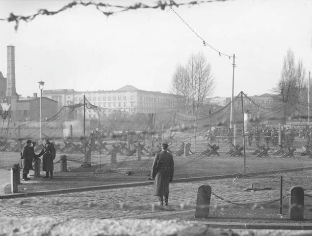 East German Border Guards On Duty At The Berlin Wall 1965 Old Photo