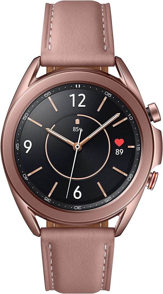Samsung Galaxy Watch3 SM-R855 41mm Stainless Steel Case with Leather Strap - Mystic Bronze (4G) - SM-R855UZDAXAR