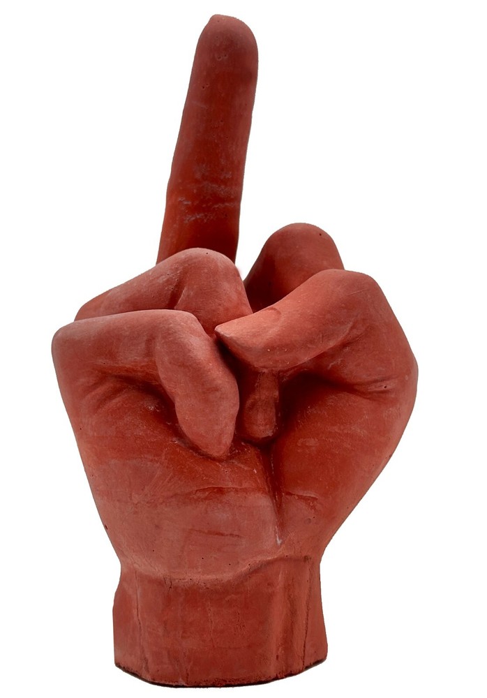 Middle Finger Stone Figurine Terracotta Red Stinky Finger Sculpture Hand Decor Gift