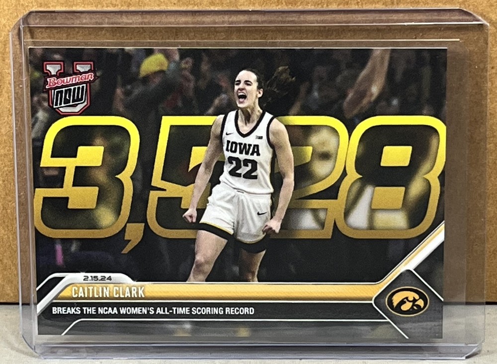 2023 24 BOWMAN U NOW #49 CAITLIN CLARK Iowa NCAA women's scoring record 3,528