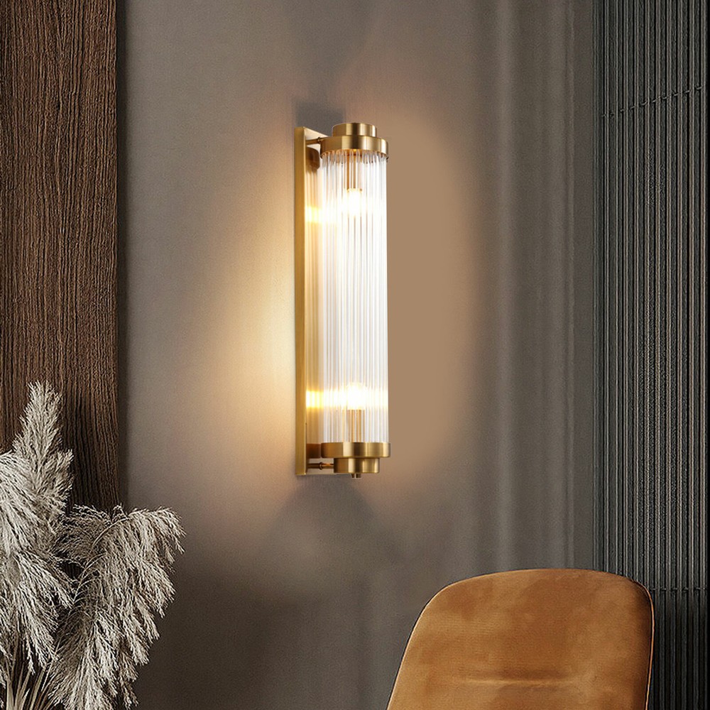 Vintage Sconce Luxury Wall Lamp Mid-Century Glass Lampshade Wall Mounted Gold