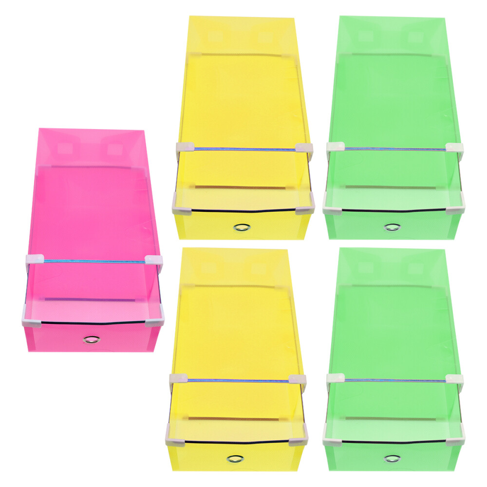 5 Pcs Cubes Plastic Transparent Shoe Box Drawer Storage Boxes