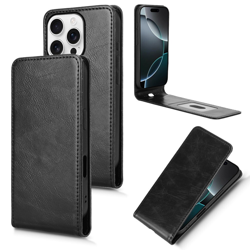 Magnetic Vertical Up and Down Flip Leather Case For iPhone 16 15 14 Pro Max 16e