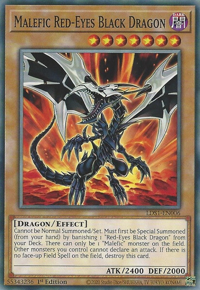 Malefic Red-Eyes Black Dragon LDS1-EN006 Common 1st Ed x3 NM
