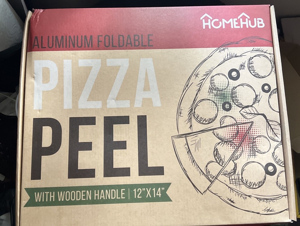 12x14 Aluminum Pizza Peel with Rocker Cutter Escap and Wooden Handle