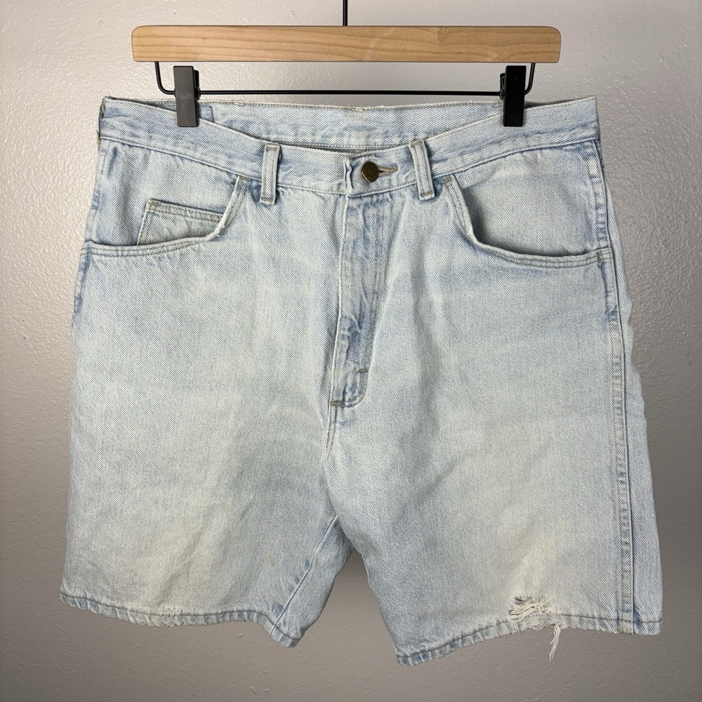 Vintage Y2K Wrangler Carpenter Jean Shorts Light Blue Jorts Size 34