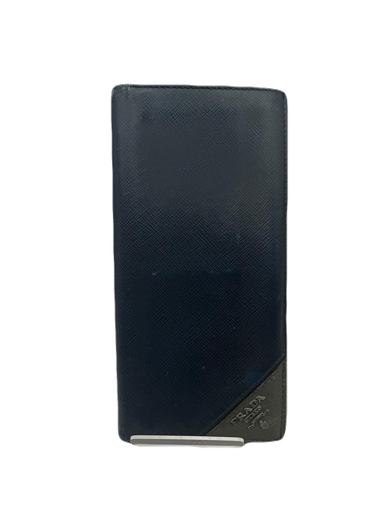 Prada Navy Leather Long Wallet Preowned E1030-2