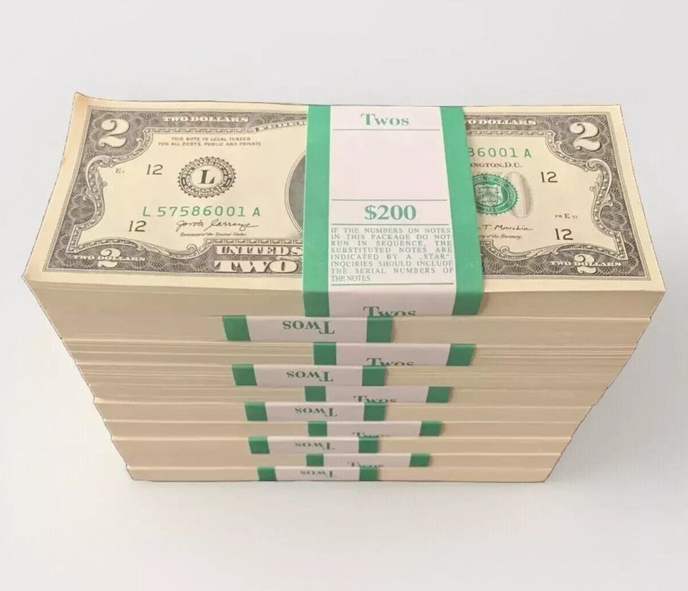 100 TWO DOLLAR BILLS - $2 UNCIRCULATED SEQUENTIAL - 2017A Consecutive Order