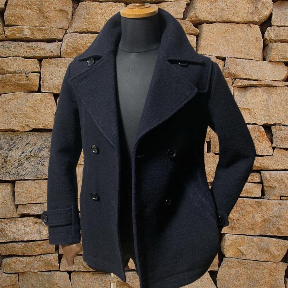 Burberry Black Label Wool Peacoat Chester Coat M Navy Used