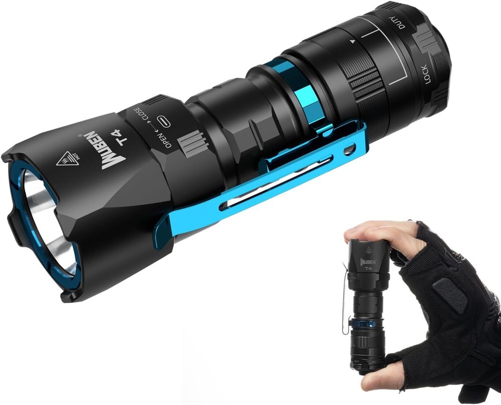 Small Flashlight Powerful 401M... T4 Tactical Flashlight Rechargeable for EDC