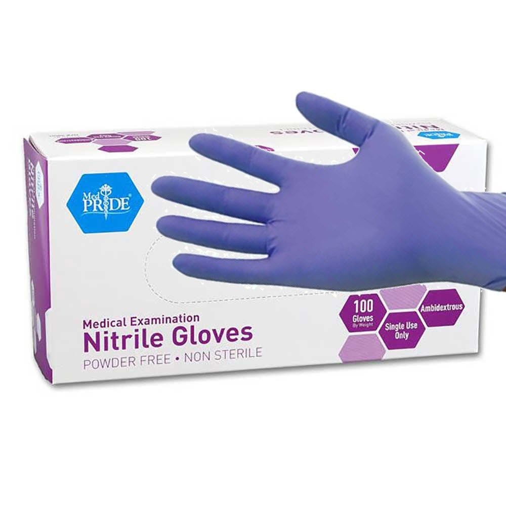MedPride Nitrile Exam Gloves Powder-Free Iris Blue Medium Box of 100