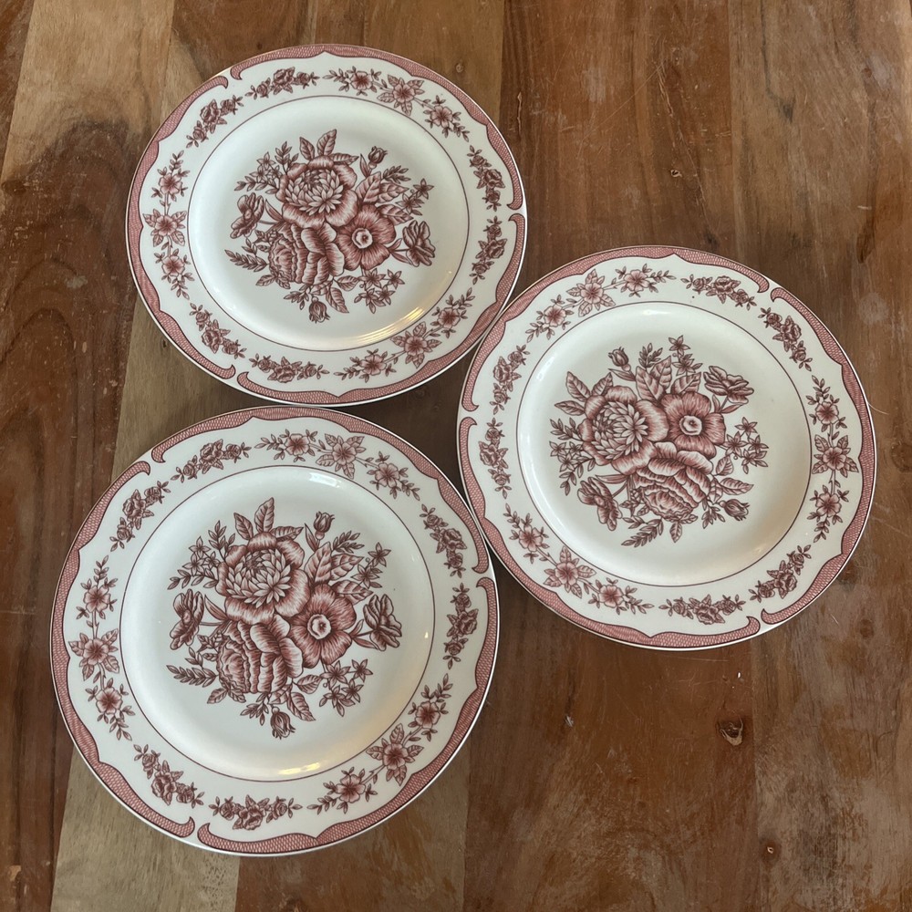 American Atelier 8-Inch Floral Toile Salad Plate Set of 3