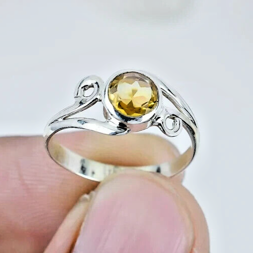 2Ct Round Cut Simulated Citrine Wedding Solitary Ring 925 White Sterling Silver