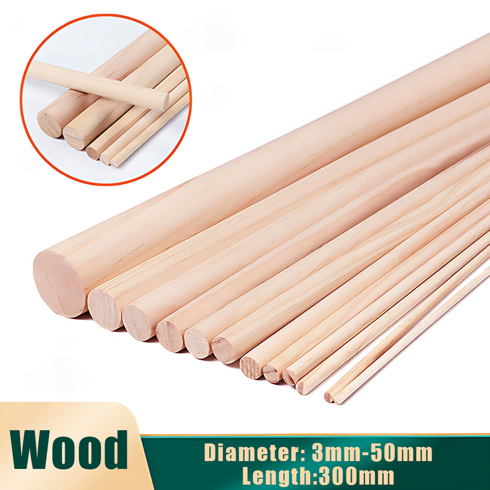 Round Wooden Sticks Dia 3mm-50mm Natural Wood Craft Sticks For Model Making DIY