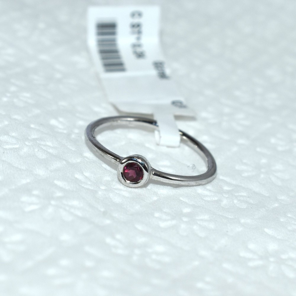 Genuine Garnet Silver Ring Tiny and Simple Designer Signet and Band Ring