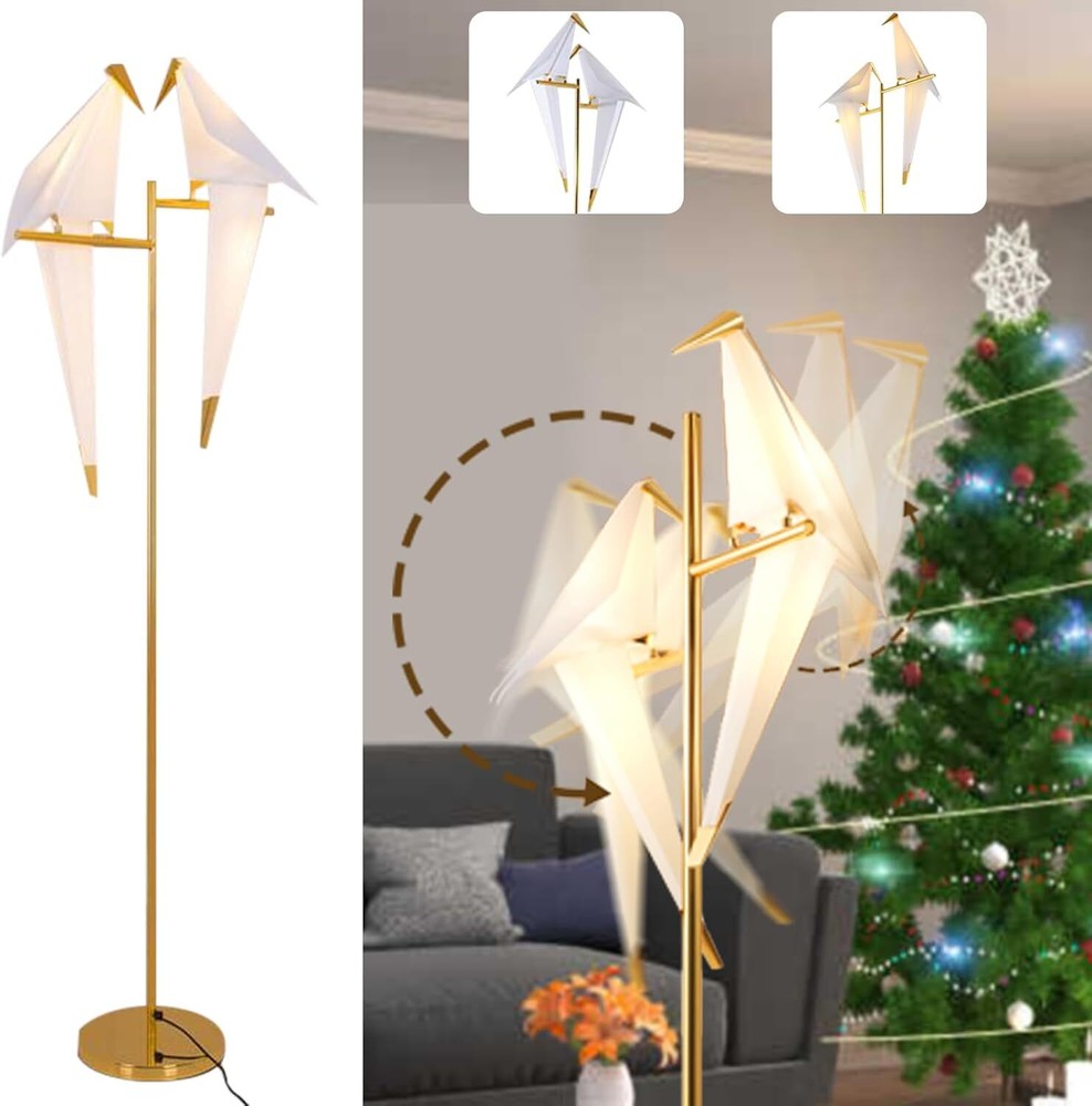 72In Modern LED Floor Lamp, 2-Birds Floor Light Gold Metal Lamp Fixtures