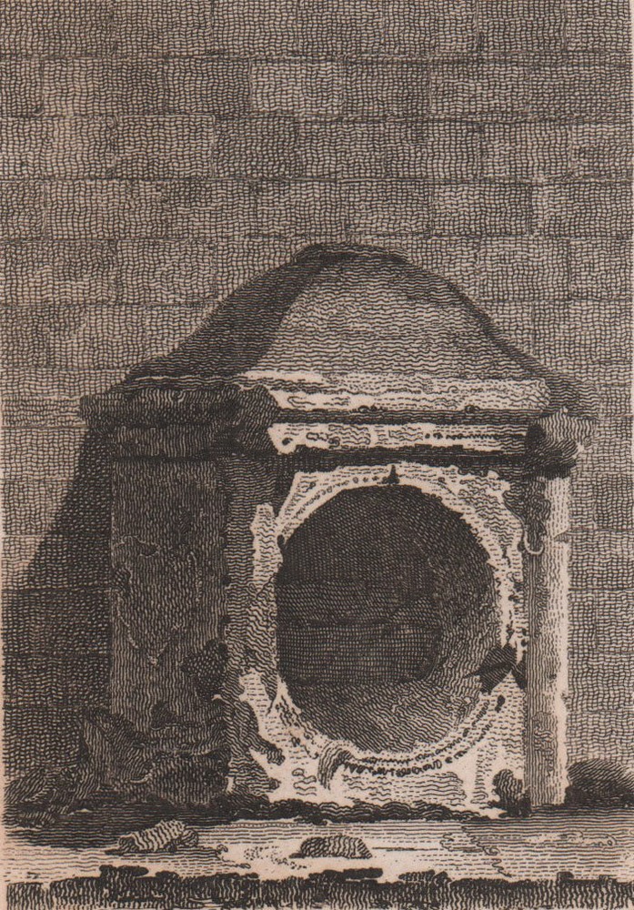 London Stone, Cannon Street, London. Antique engraved print 1817 old