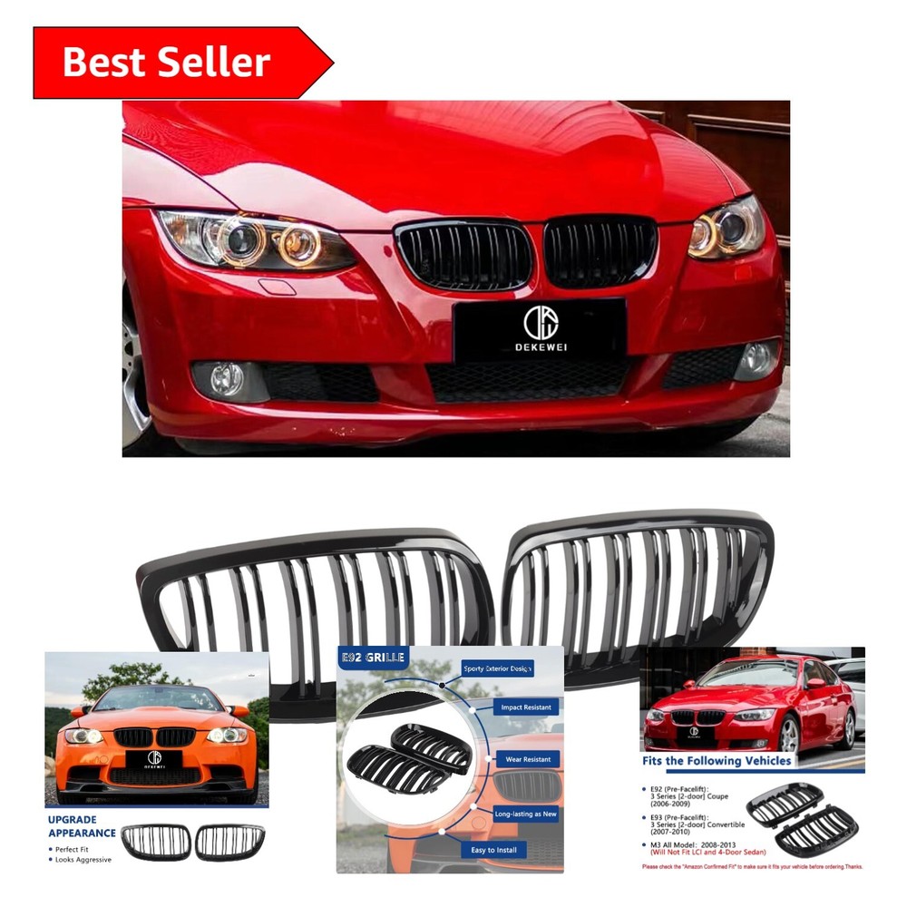 E92 Gloss Black Kidney Grill for BMW 2006-2009 Coupe & 2007-2010 Convertible