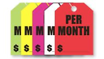 JUMBO CAR DEALER REAR VIEW MIRROR HANG TAGS PER MONTH SALE PRICING SIGN