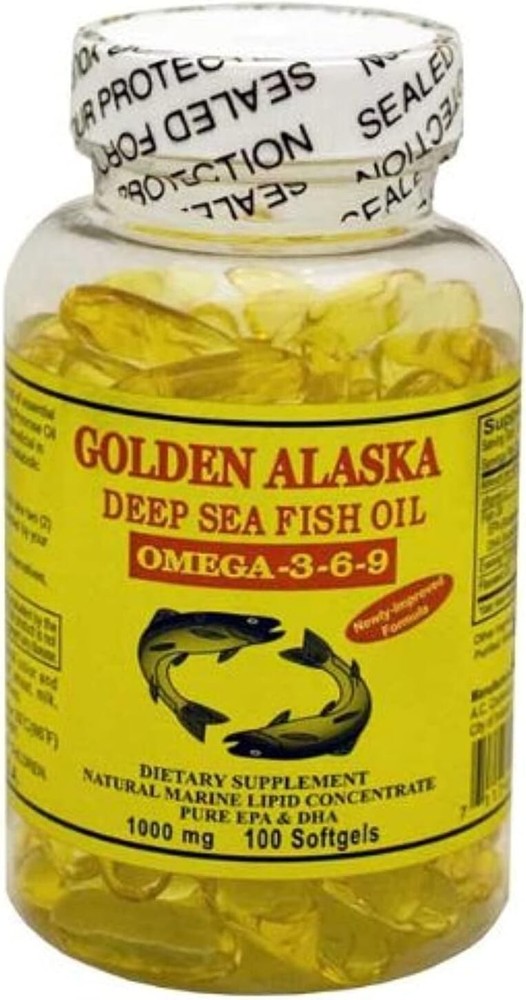Golden Alaska Deep Sea Omega-3-6-9 Fish Oil 1000mg Softgels 100 Count