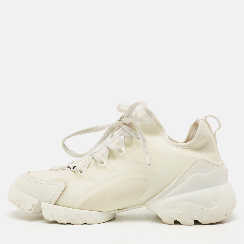 Dior White Neoprene Rubber D-Connect Sneakers in Size 37.5