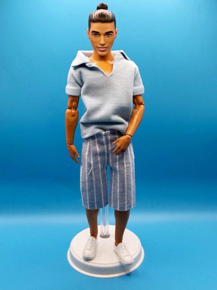 Hand-sewn Polo Top And Plaid Short Set For Ken Doll