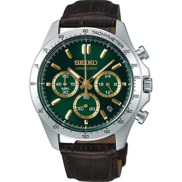 Seiko SBTR017 Chronograph Quartz Watch Black Dial Silver Men's Japan Model