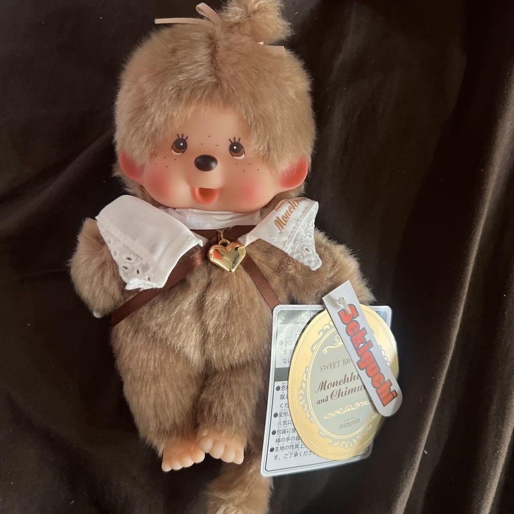 Sekiguchi Monchhichi Sweet Brown Plush Keychain Doll Mascot