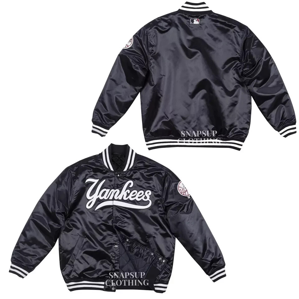 Chaqueta Universitaria MLB NY Yankees Para Hombre Estilo Bombardero Multicolor Satén Lettermen
