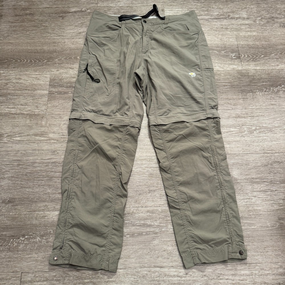 Mountain Hardwear Pants Mens Large Gray Convertible Belted Gorpcore Fish Outdoor