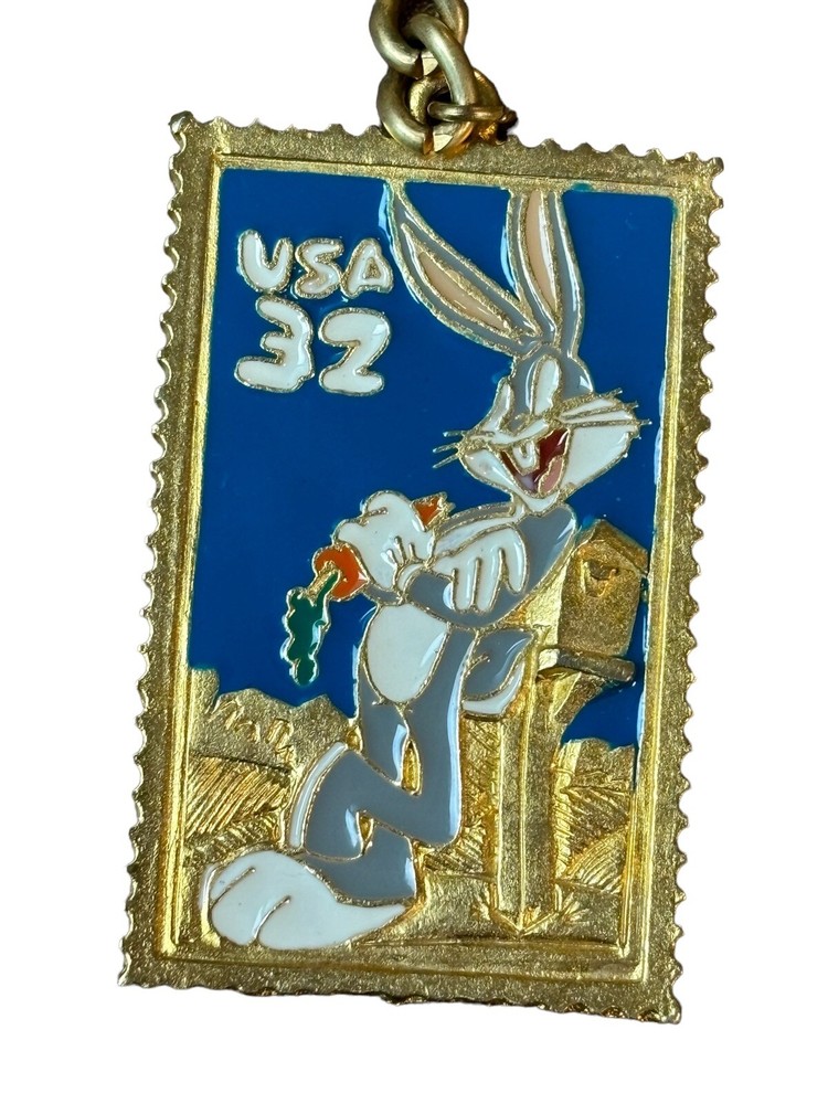 Looney Toons Bugs Bunny 32 Cent Stamp Key Chain Ring 1997