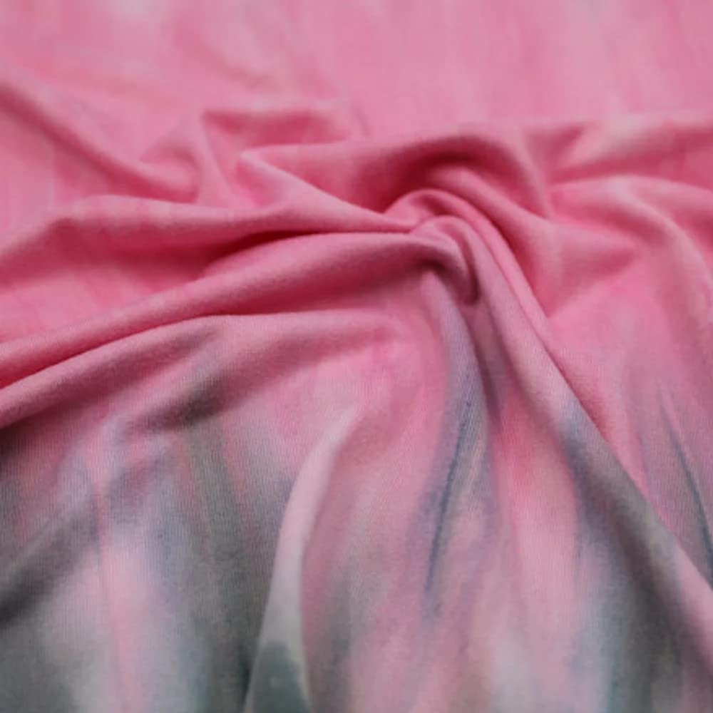 Pink Grey 5-Yard Brushed Polyester Spandex Fabric 92/8 DTY Printed Inc