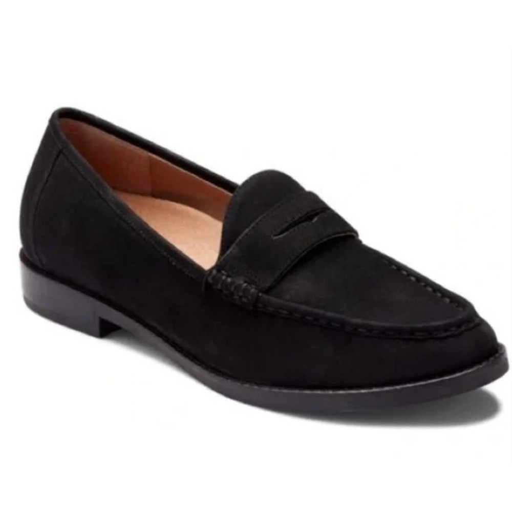 Vionic Black Suede Waverly Slip On Loafers Women's Size 7.5 Orthopedic Support