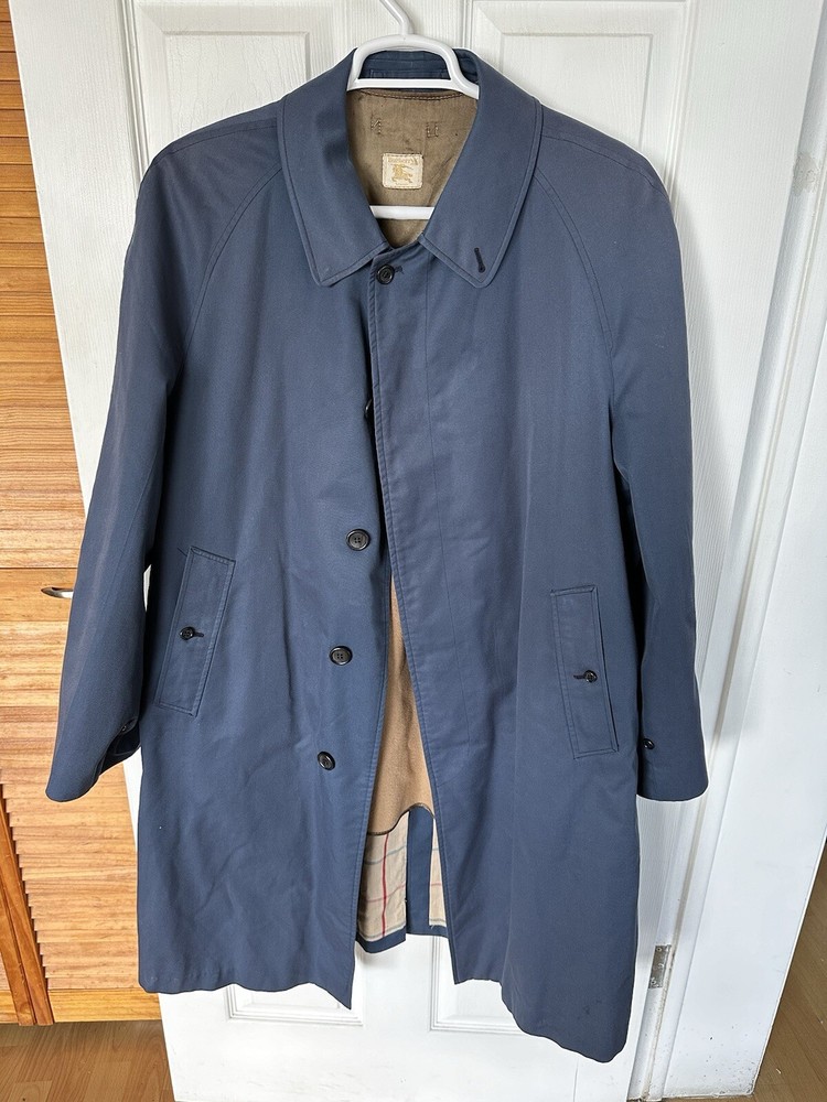 Burberrys Mens Vintage 80s Classic Navy Trench coat W/ Removable Wool Lining