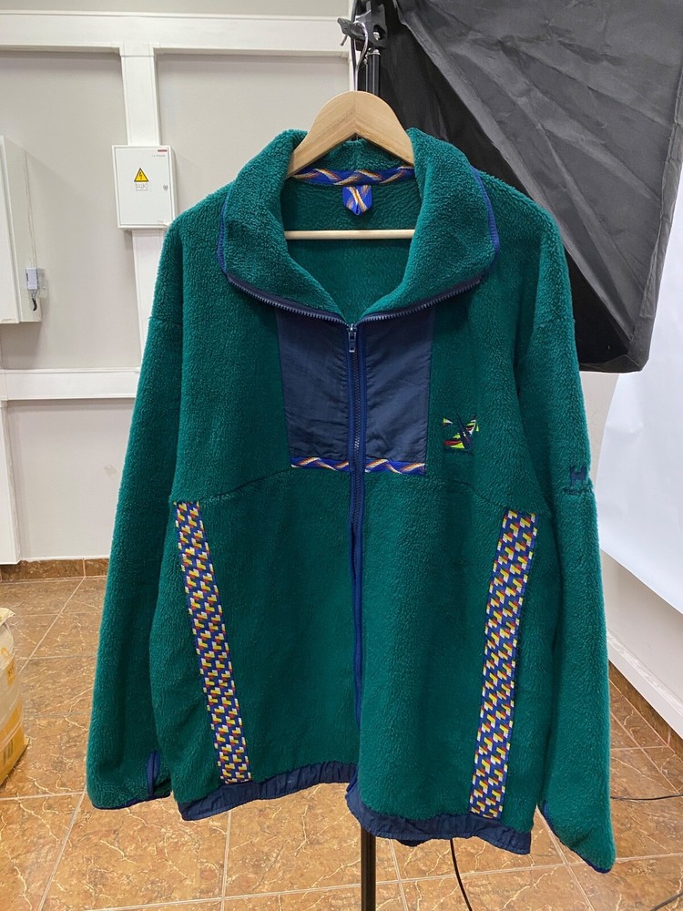 🇨🇭 Vintage 90s Helly Hansen Retro Zip Fleece Rare Hype Y2K size XL color green