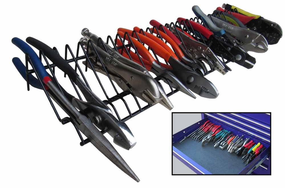 Pliers Rack for Tool Drawer Storage, Holds 32 Tools, Steel Frame, Triple-Coat...