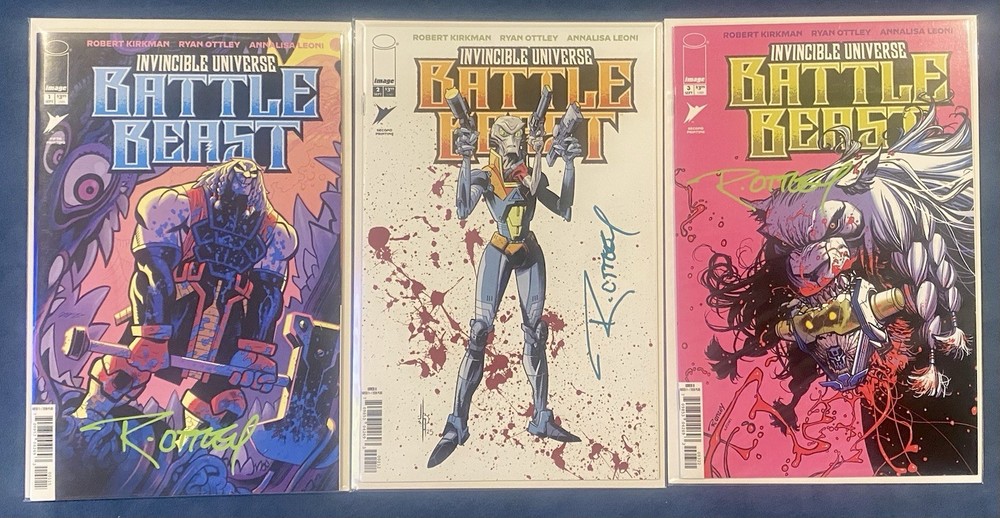 SIGNED OTTLEY Invincible Universe Battle Beast #1,2 & 3 COA NM