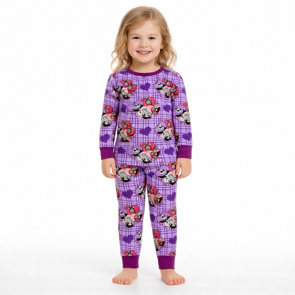 Bamboo 4 You Bamboo Pajama Set Girls 3T Jack Skellington Purple Snug Fit NWOT