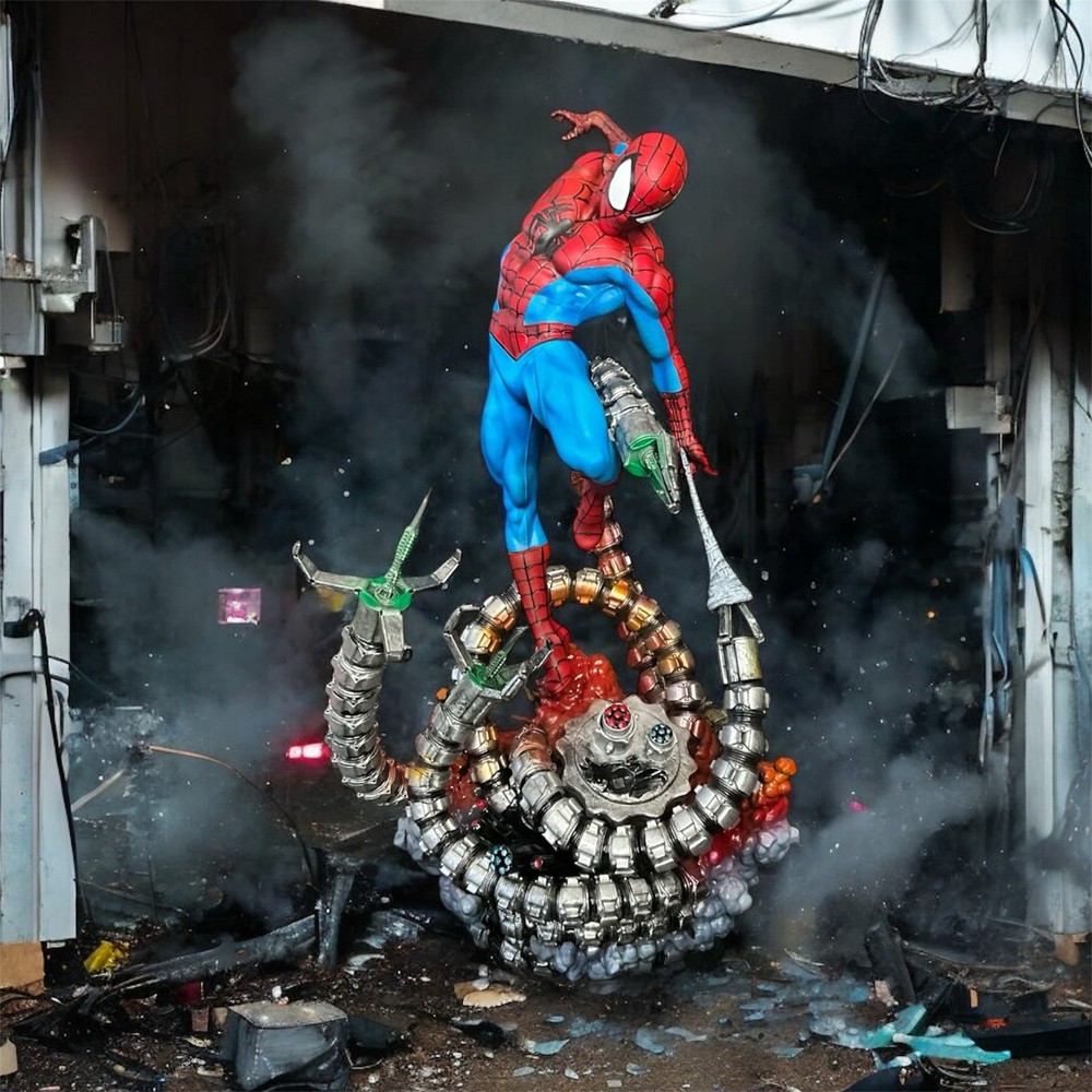 3D printed Custom Painted Spider-Man vs Doctor Octopus Resin Statue