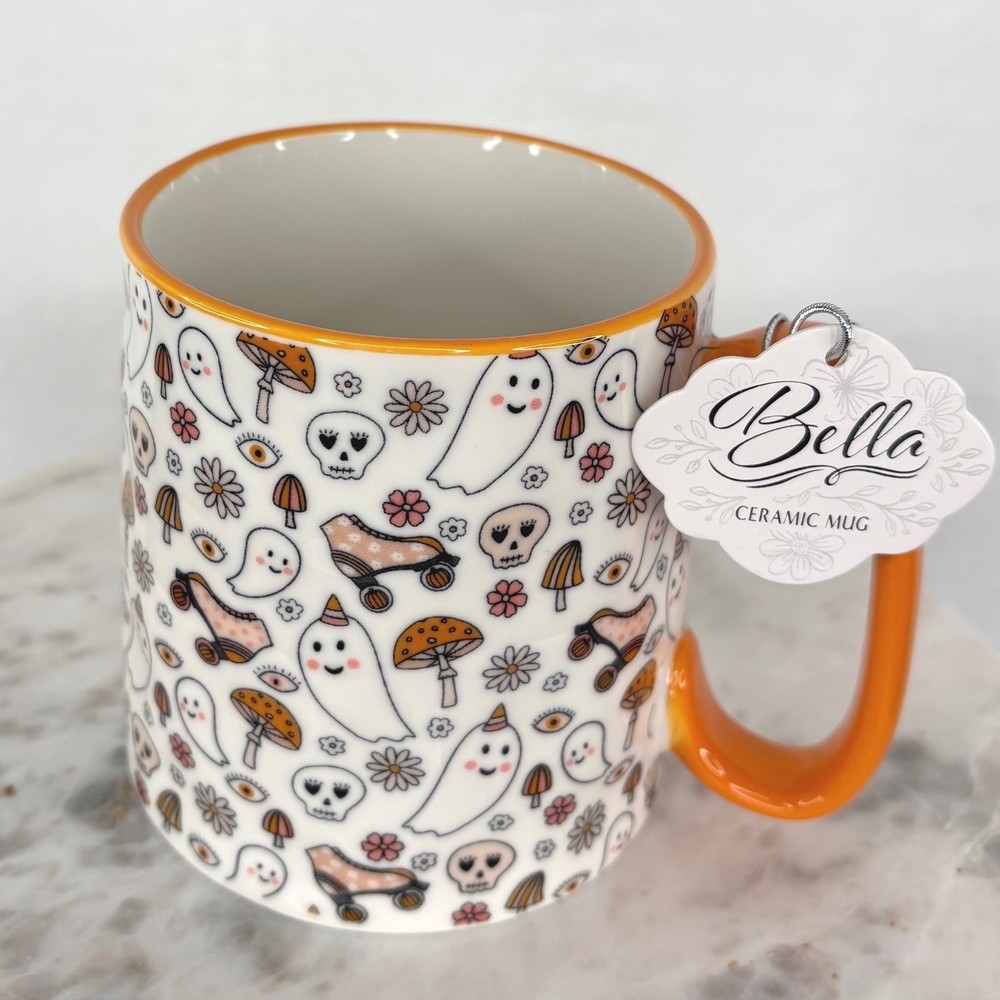 Halloween Mug Fall Ghost Skulls Polka Dot Roller Skate Fall Strawberry Street