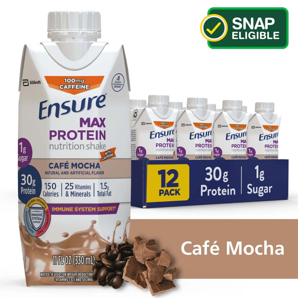 Max Protein Nutrition Shake, Cafe Mocha, 11 Fl Oz, 12 Count 30 Grams of Protein